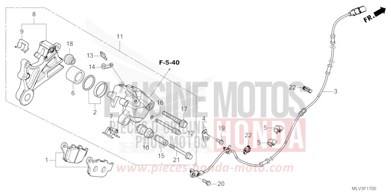 ETRIER DE FREIN ARRIERE de CB1000F "Big One" WOLF SILVER METALLIC (NHD19D) 2026